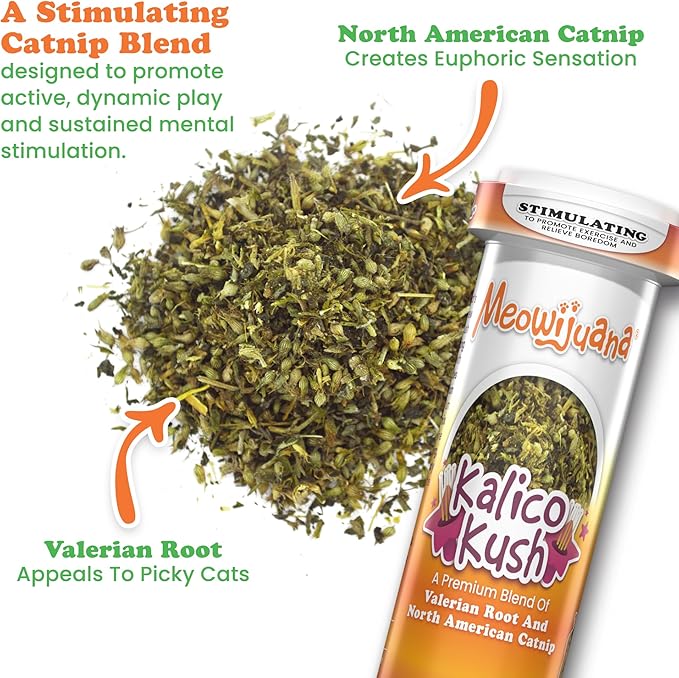 Meowijuana Get Baked Bundle | Get Baked Cookie Refillable Toy, King Size Catnip Joints, and Kalico | Hand Harvested and Rolled Dried High Potency Catnip | Grown in North America