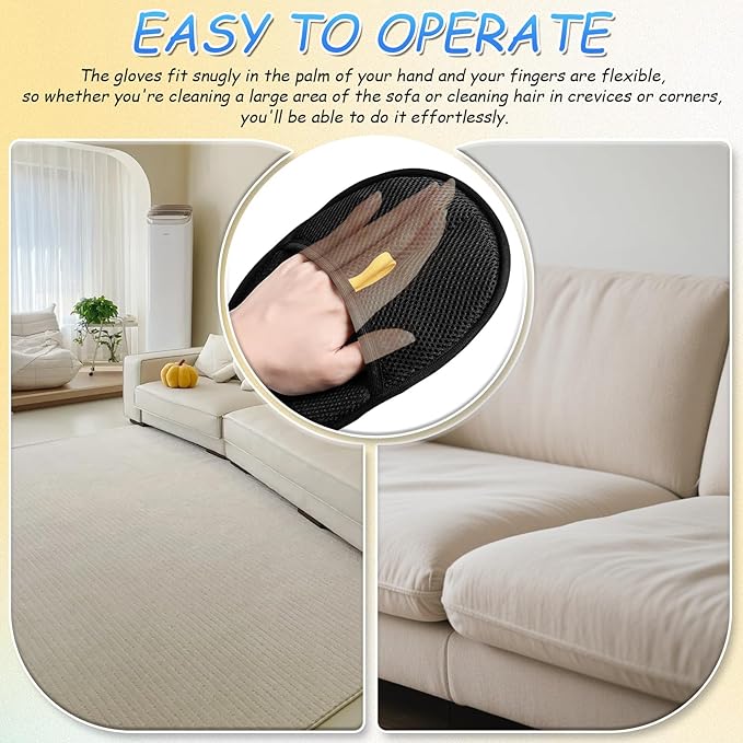 Pet Hair Removal Gloves, and Efficient Pet Hand Hair Removal Gloves, Reusable Pet Hair Removal Gloves. Suitable for Long-Haired and Short-Haired Cats and Horses