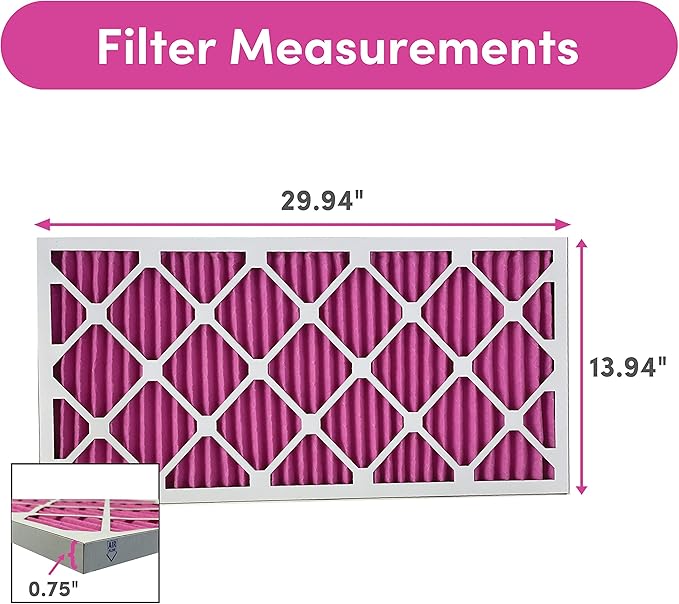 Colorfil 14x30x1 Air Filter (6-Pack) | Made in the USA | Color Changing | Remove Cat and Dog Odor | MERV 8 for Pet Hair Dander and Dust | 13.75"x29.75"x0.75" Exact Size