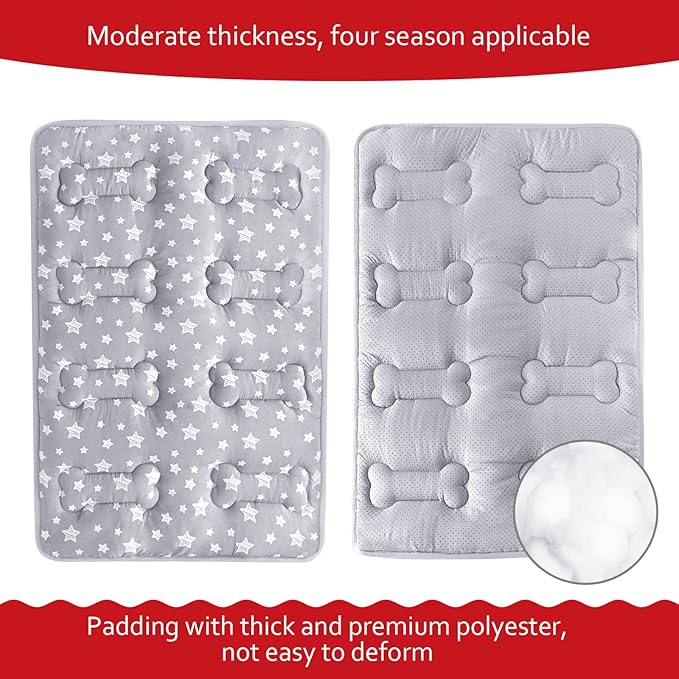 Dog Crate Mat (48" X 30"), Soft Dog Bed Mat with Cute Prints, Personalized Crate Pad, Anti-Slip Bottom, Machine Washable Kennel Pad