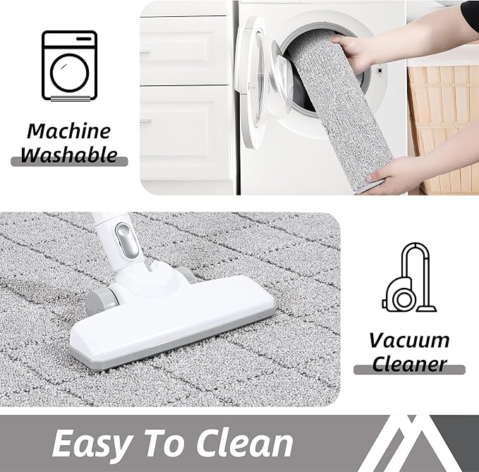 COSY HOMEER Edging Stair Treads Non-Slip Corner Indoor Stair Runners for Wooden Steps,Landing Slip Resistant Stair Rugs Mat for Kids and Dogs,100% Polyester TPE Backing,Grey,30x30 inch