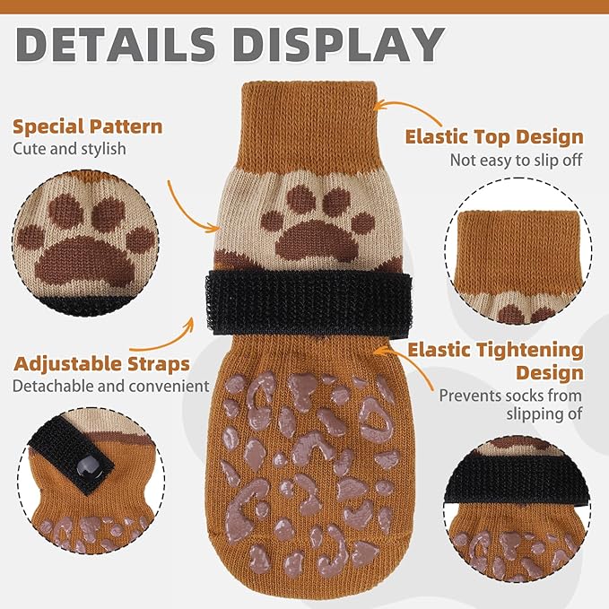 KOOLTAIL Dog Socks for Hot/Cold Pavement to Prevent Licking Paws Scratching,Anti Slip Pet Boots&Paw Protector for Hardwood Floors,Traction Control Grip Booties for Small Medium Large Senior Dogs XL