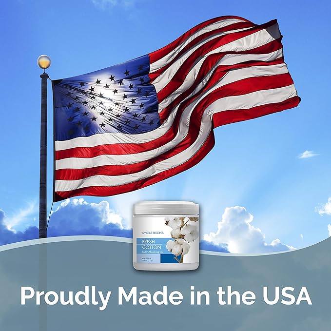 SMELLS BEGONE Air Freshener Odor Absorber Gel - 15 oz, Pack of 2 - Absorbs and Eliminates Odor in Pet Areas, Bathrooms, Cars, & Boats - Made with Essential Oils - Fresh Cotton Scent