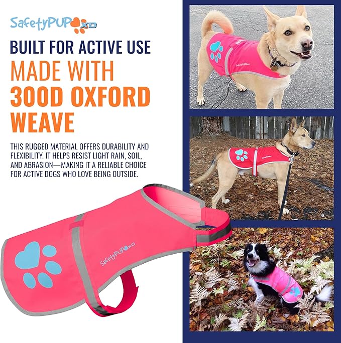 Dog Reflective Vest – Hi-Vis Fluorescent Visibility That Helps to Safeguard Your Pet On/Off Leash in Urban & Rural Areas (Pink, X-Small)