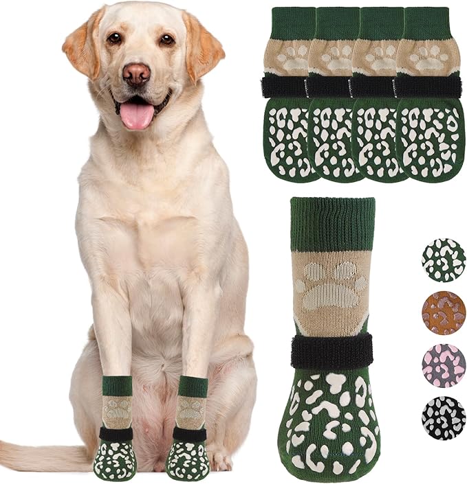 KOOLTAIL Dog Socks for Hot/Cold Pavement to Prevent Licking Paws Scratching,Anti Slip Pet Boots&Paw Protector for Hardwood Floors,Traction Control Grip Booties for Small Medium Large Senior Dogs S