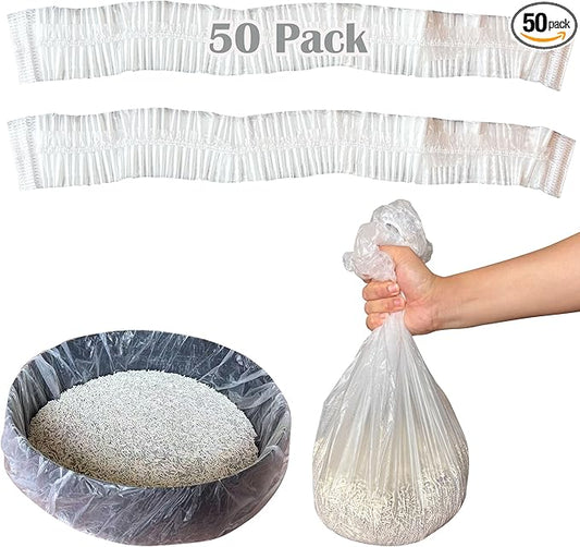 50 Pack Litter Box Liners Compatible with Lifewit Litter Box Cat, Elastic Band Trash Bags for Disposal of Cat Waste, Waterproof and Leak Proof (Clear)