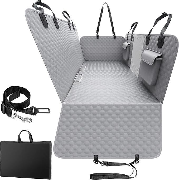 Back Seat Extender for Dogs, Heavy Duty Dog Car Seat Cover for Back Seat and Aggressive Chewer, Large Hard Bottom Car Seat Cover for Dogs, Dog Hammock for Car, Travel Pet Car Bed for Car, SUV, Truck