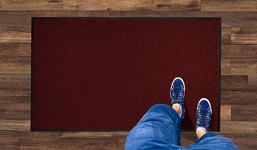WaterHog Diamond | Commercial-Grade Entrance Mat with Rubber Border – Indoor/Outdoor, Quick Drying, Stain Resistant Door Mat (Red/Black, 3' x 12')