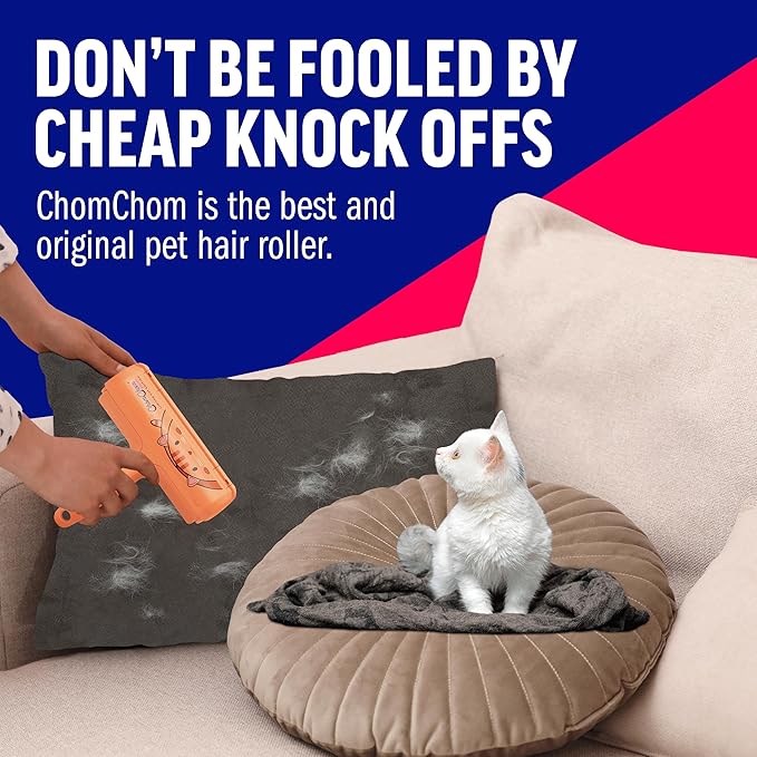 ChomChom Roller Pet Hair Remover - Reusable Cat and Dog Lint Rollers for Furniture, Couch, Car, and Clothes - Limited Cat Edition﻿
