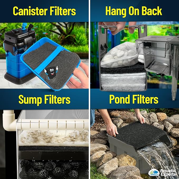 Aquarium Carbon Pad - Cut to Fit Carbon Infused Filter Pad Media for Crystal Clear Fish Tank and Ponds (18 Inch Width, 72 Inch Long)