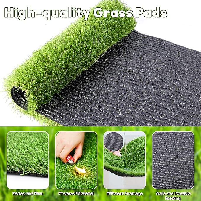 Dog Grass Pad with Tray: 3 Pack Grass Pee Pads for Dogs Potty for Puppy Training, Artificial Turf for Dogs with Collection Tray for Indoor /Outdoor /Patio /Balcony, 22"x18" Green