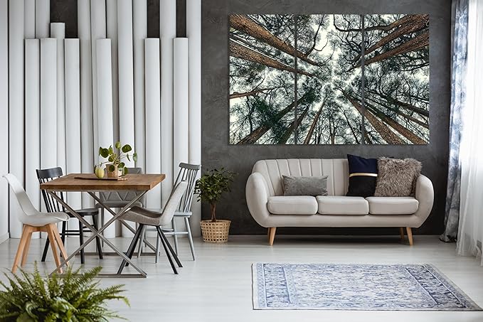 Nature Wall Art Prints - Ocean Forest Mountain Lake Canvas Landscapes - Small to Extra Large Living Room Bedroom Kitchen Bathroom Décor (Trees and Sky, 47L" x 71W" - 3 panels)