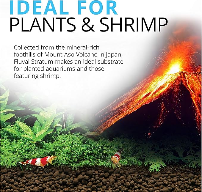 Fluval 12694 Plant and Shrimp Stratum for Freshwater Fish Tanks, 8.8 lbs. – Aquarium Substrate for Strong Plant Growth, Supports Neutral to Slightly Acidic pH
