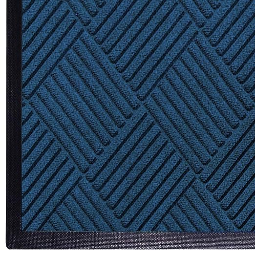M+A Matting WaterHog Diamond | Commercial-Grade Entrance Mat with Rubber Border – Indoor/Outdoor, Quick Drying, Stain Resistant Door Mat (Navy, 6' x 8')