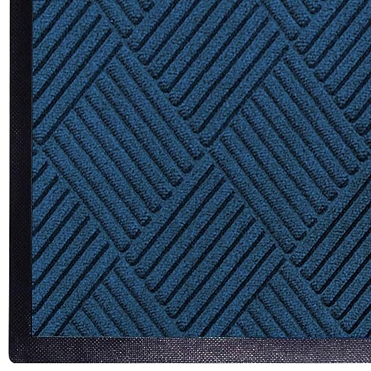 M+A Matting 208 Navy Polypropylene WaterHog Classic Diamond Entrance Mat, 8.4' Length x 3' Width, for Indoor/Outdoor