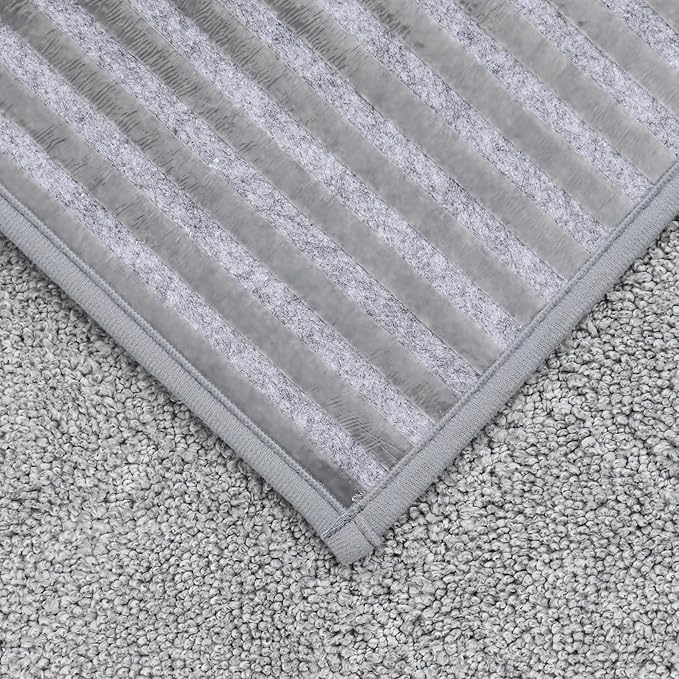 COSY HOMEER Edging Stair Treads Non-Slip Corner Indoor Stair Runners for Wooden Steps,Landing Slip Resistant Stair Rugs for Kids and Dogs, 100% Polyester TPE Backing,Grey,20"X32"