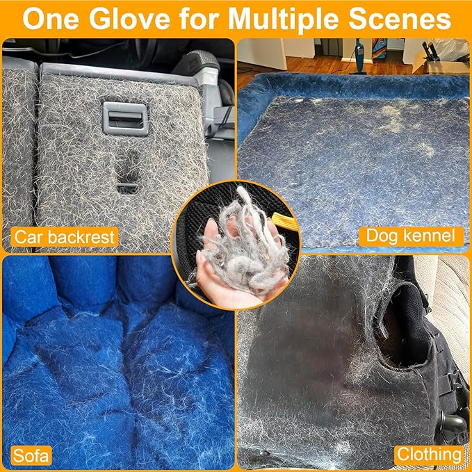 AIERSA Pet Hair Removal Tool, Electrostatic Pet Hair Remover,Static Removal Gloves for Pet Hair, Dog and Cat Hair Remover Electrostatic Gloves Set for Couch, Clothes, Car, Carpet, Bed, Furniture