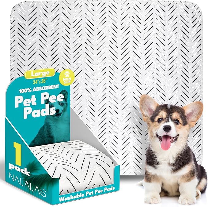 NALALAS Large Washable Pee Pads for Dogs | Reusable, Waterproof & Ultra Absorbent Puppy Pads | Dog Pee Pads, Anti-Slip, Leakproof & Quick Dry Pet Training Mat | Whelping Pad, Puppy Mat & Crate Pad