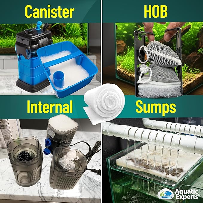 Aquatic Experts Aquarium Filter Floss for Fish Tank Filters - FilterFirst Aquarium Filter Pad - Media Roll for Crystal Clear Water, 3/4" - 1" Thick (12 Inch Wide, 72 Inch Long)