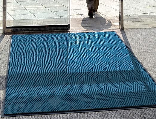 M+A Matting WaterHog Diamond | Commercial-Grade Entrance Mat with Rubber Border – Indoor/Outdoor, Quick Drying, Stain Resistant Door Mat (Medium Blue, 2' x 3')