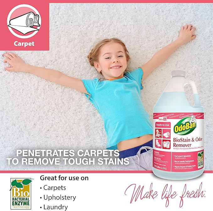 OdoBan Professional Cleaning and Odor Control Solutions, Ready-to-Use Biostain and Odor Remover, Made in the USA, 4 Gallons