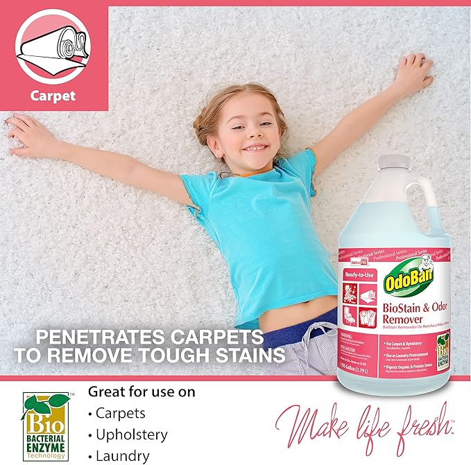 OdoBan Professional Cleaning and Odor Control Solutions, Ready-to-Use Biostain and Odor Remover, Made in the USA, 2 Gallons