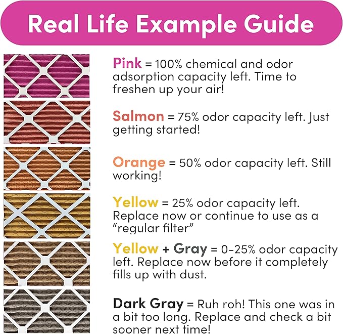 Colorfil 14x20x1 Air Filter (6-Pack) | Made in the USA | Color Changing | Remove Cat and Dog Odor | MERV 8 for Pet Hair Dander and Dust | 13.5"x19.5"x0.75" Exact Size