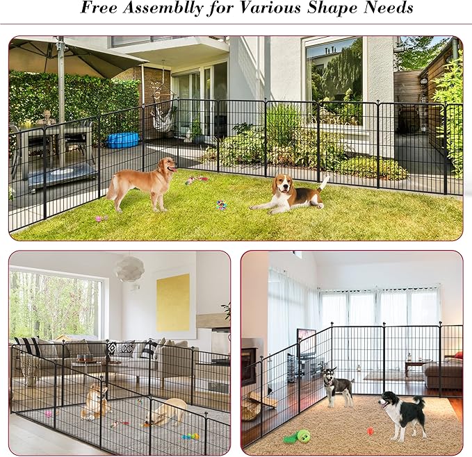 Dog Playpen 40 inch 30 Panels Indoor Outdoor Dog Pen for Large/Medium/Small Dogs Heavy Duty Metal Dog Fence Outdoor for Yard, Puppy Playpen with Door Portable Pet Fence for RV Camping Yard