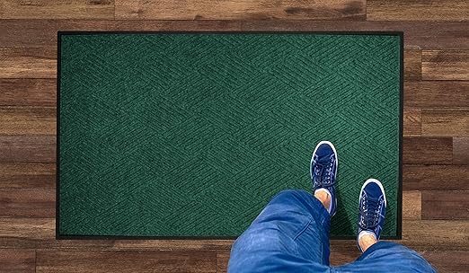 M+A Matting WaterHog Diamond | Commercial-Grade Entrance Mat with Rubber Border – Indoor/Outdoor, Quick Drying, Stain Resistant Door Mat (Evergreen, 6' x 6')