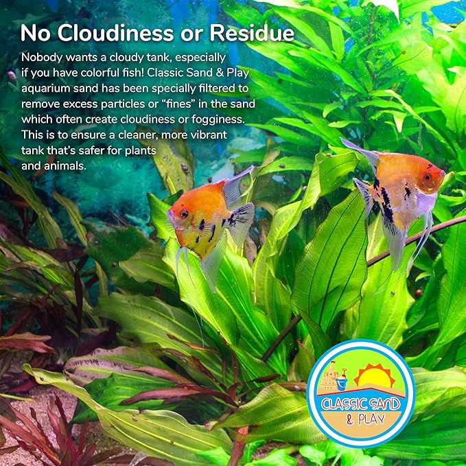 CLASSIC SAND & PLAY Natural Aquarium Sand for Freshwater and Saltwater Tanks, 40 lb. Bag, Improves Filter Life and Filtration Process, Pre-Washed Fine Sand, Natural