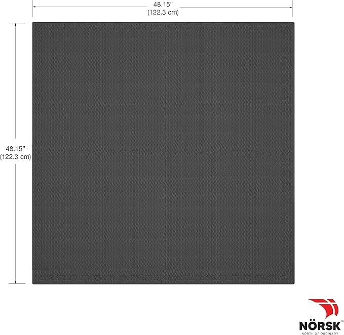 Norsk Multi-Purpose Reversible Floor Mats - EVA Interlocking Foam Tiles (Gray/Black 12 Tiles - 48 sq. Ft. 1/2" Thick)