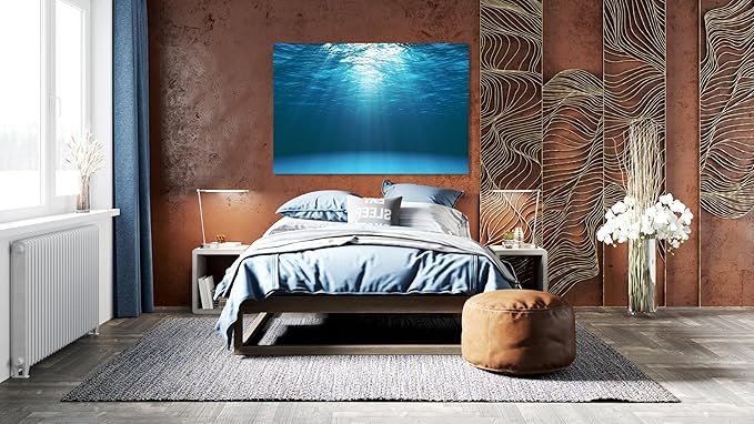 Nature Wall Art Prints - Ocean Forest Mountain Lake Canvas Landscapes - Small to Extra Large Living Room Bedroom Kitchen Bathroom Décor (Sun Rays Under Water, 24L" x 36W")