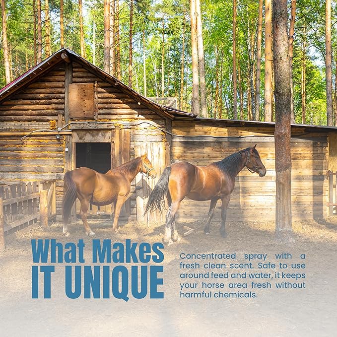 Microbe-Lift Horse Stall Cleaner & Deodorizer – 1 Gallon – Safe Concentrated Spray for Barns, Stables & Horse Areas – Fresh Clean Scent for All Surfaces – Food & Water Safe Formula