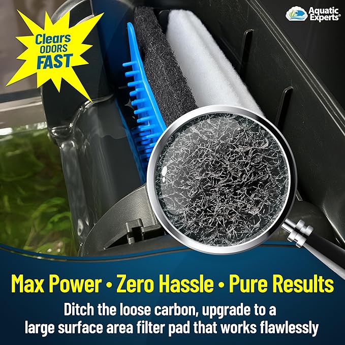 Aquarium Carbon Pad - Cut to Fit Carbon Infused Filter Pad Media for Crystal Clear Fish Tank and Ponds (18 Inch Width, 36 Inch Long)