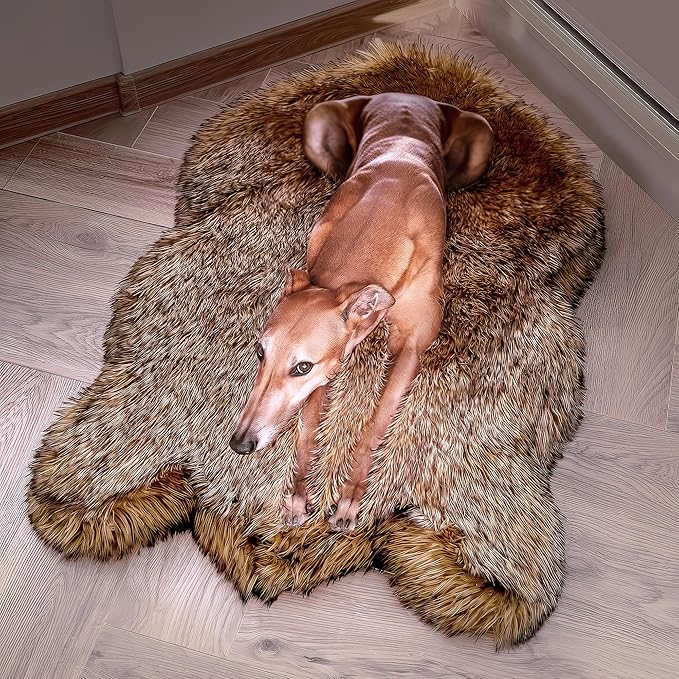 IHAPPYDOG Luxury Faux Fur Orthopedic Dog Bed, Memory Foam Dog Bed for Small, Medium, Large and XL Pets, Fluffy Pet Bed with Waterproof and Washable Cover (Brown, 40"x25")
