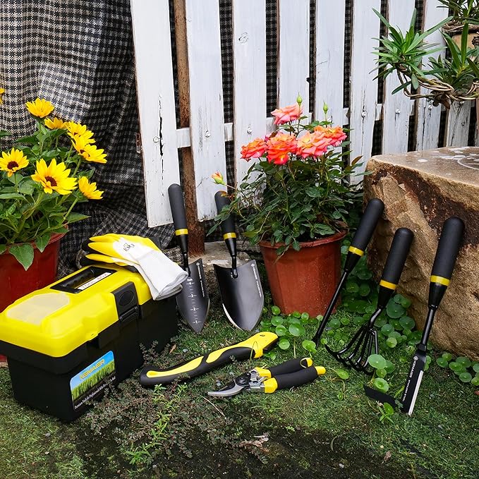 7 - Piece Gardening Tools Set, Stainless Steel Gardening Tools, Heavy - duty Hand Gardening Tools with a Toolbox, Suitable for Gardening Planting and Weeding, Gardening Gifts for Women and Men