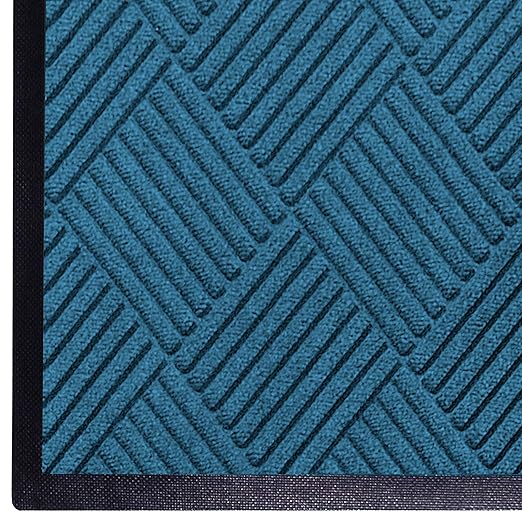 WaterHog Diamond | Commercial-Grade Entrance Mat with Rubber Border – Indoor/Outdoor, Quick Drying, Stain Resistant Door Mat (Medium Blue, 3' x 10')