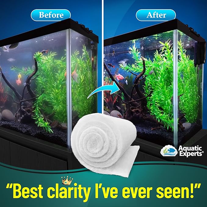 Aquatic Experts Aquarium Filter Floss for Fish Tank Filters - FilterFirst Aquarium Filter Pad - Media Roll for Crystal Clear Water, 3/4" - 1" Thick (24 Inch Wide, 72 Inch Long)
