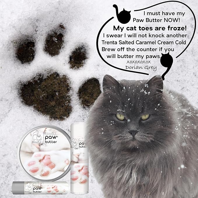 The Blissful Cat Paw Butter, Moisturizer for Dry Paw Pads, Softens and Protects Rough Feet, Versatile, Lick-Safe Balm, 2 oz.