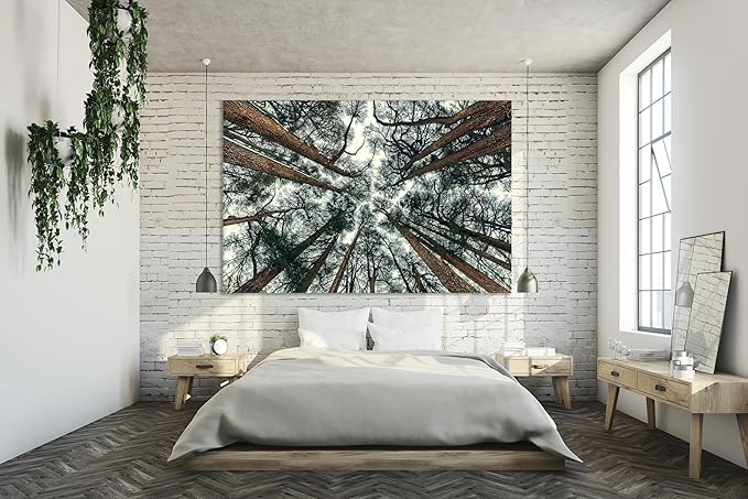Nature Wall Art Prints - Ocean Forest Mountain Lake Canvas Landscapes - Small to Extra Large Living Room Bedroom Kitchen Bathroom Décor (Trees and Sky, 20L" x 30W")