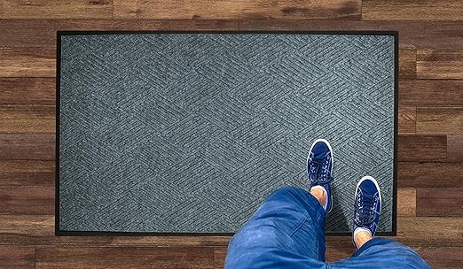 WaterHog Diamond-Pattern Commercial Grade Entrance Mat, Indoor/Outdoor Floor Mat 3' Length x 2' Width, Bluestone by M+A Matting