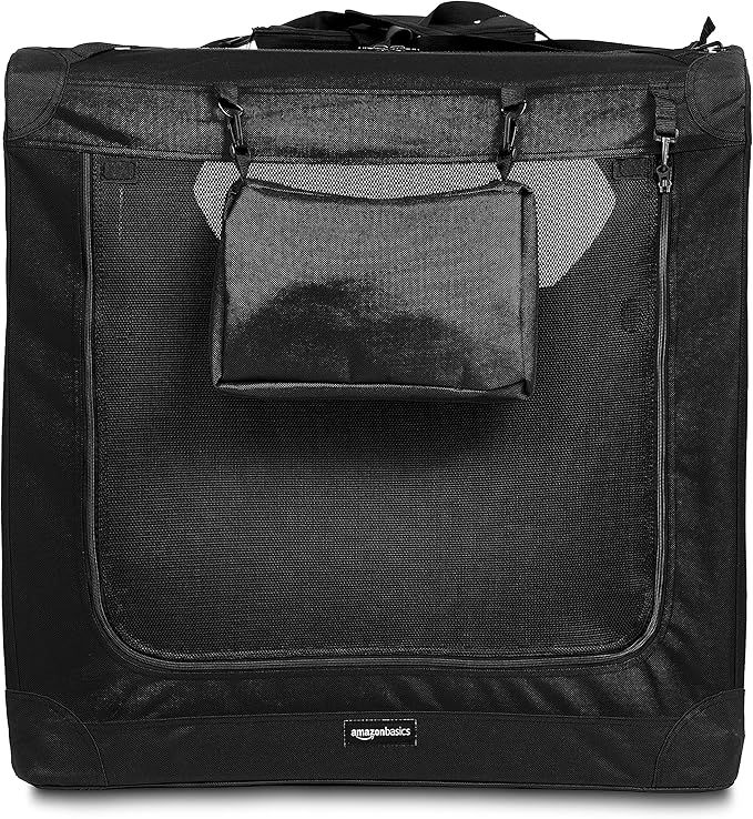 Amazon Basics Folding Portable Soft Pet Dog Crate Carrier Kennel, 42 x 31 x 31 inches, Black