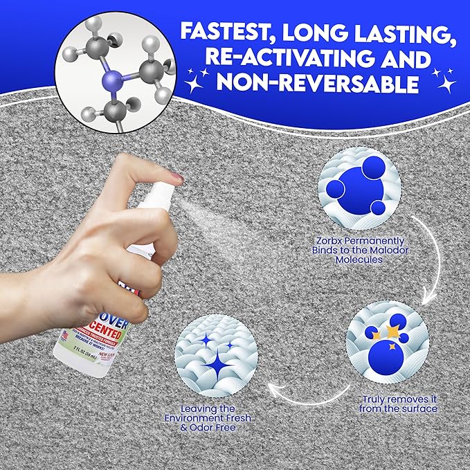 ZORBX Unscented Odor Eliminator for Strong Odor 2 Fl Oz, Pack of 2 - Used in Hospitals & Healthcare Facilities - Advanced Formula, Fast-Acting Odor Remover Spray for Dog, Cat, House & Carpet